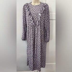 Zara Lavender Polka Dot Ruffle Midi Dress